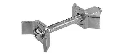 Metallschraube mit zwei Flügelklammern als Befestigungselement